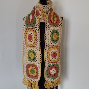 Handmade Crochet Women's Multicolor Crochet Scarf